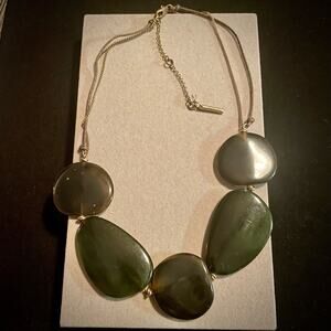 Kenneth Cole Large Very Dark Tortoise Shell Gold Tone and Cord Necklace
